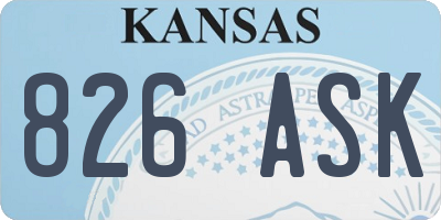 KS license plate 826ASK