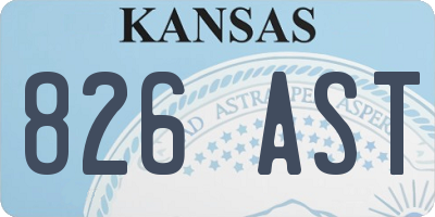 KS license plate 826AST