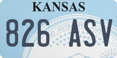 KS license plate 826ASV
