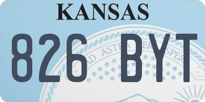 KS license plate 826BYT