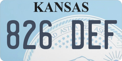 KS license plate 826DEF