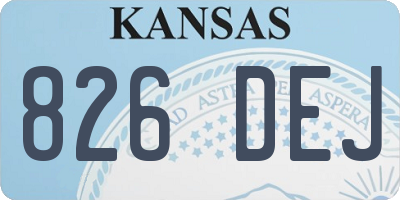 KS license plate 826DEJ