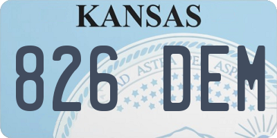 KS license plate 826DEM