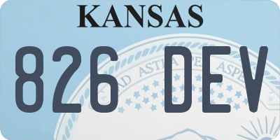 KS license plate 826DEV