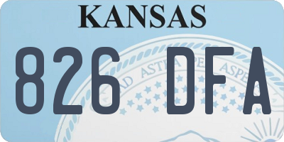 KS license plate 826DFA
