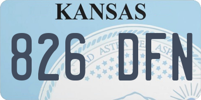 KS license plate 826DFN