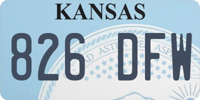 KS license plate 826DFW