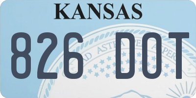 KS license plate 826DOT