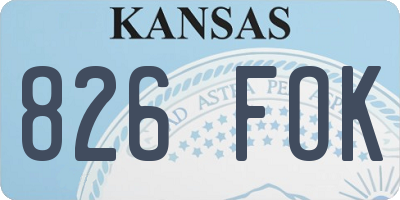 KS license plate 826FOK