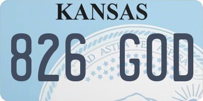 KS license plate 826GOD