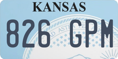 KS license plate 826GPM