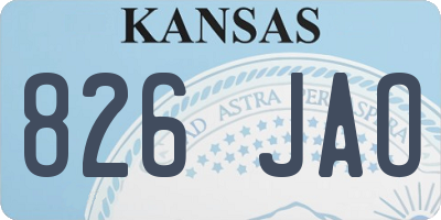 KS license plate 826JAO