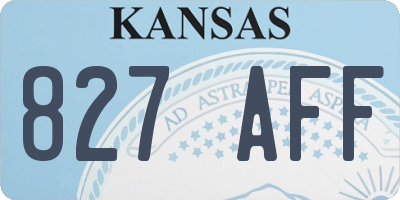 KS license plate 827AFF