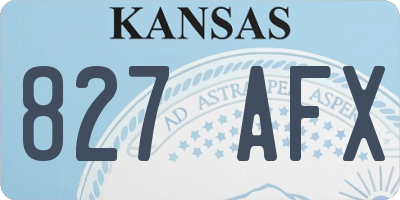 KS license plate 827AFX