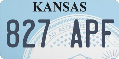 KS license plate 827APF