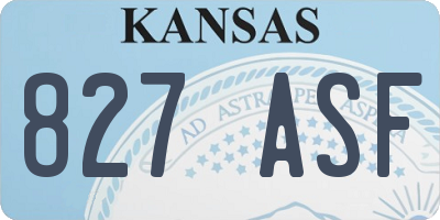 KS license plate 827ASF