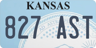 KS license plate 827AST