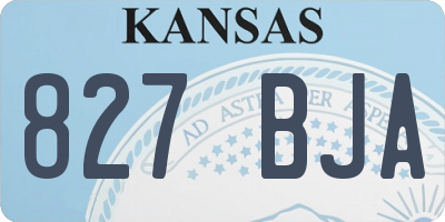 KS license plate 827BJA