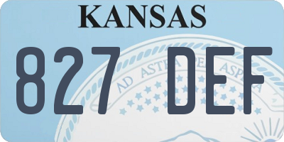 KS license plate 827DEF