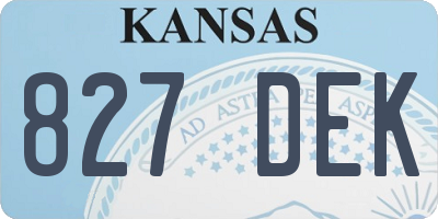 KS license plate 827DEK