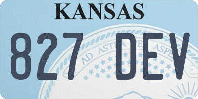 KS license plate 827DEV