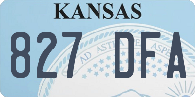 KS license plate 827DFA