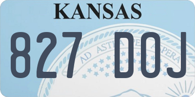 KS license plate 827DOJ