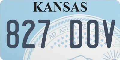 KS license plate 827DOV