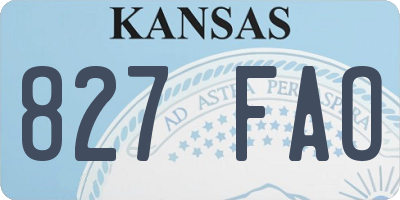 KS license plate 827FAO