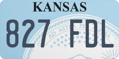 KS license plate 827FDL