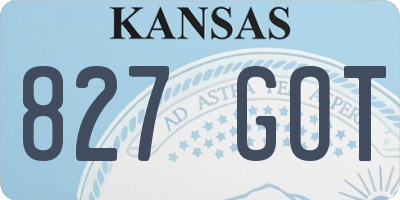 KS license plate 827GOT