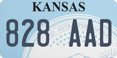 KS license plate 828AAD