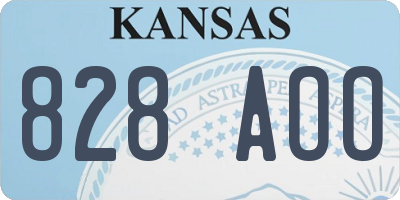 KS license plate 828AOO