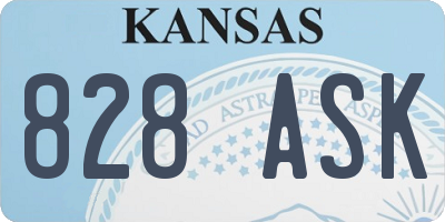 KS license plate 828ASK