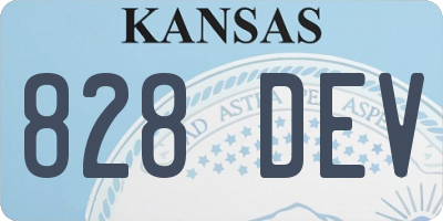 KS license plate 828DEV