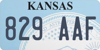 KS license plate 829AAF