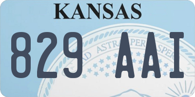 KS license plate 829AAI