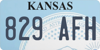 KS license plate 829AFH