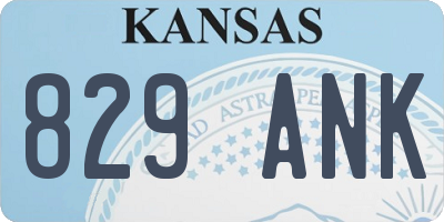 KS license plate 829ANK