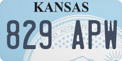 KS license plate 829APW
