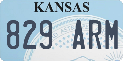 KS license plate 829ARM