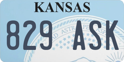 KS license plate 829ASK