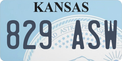 KS license plate 829ASW
