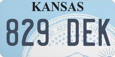 KS license plate 829DEK