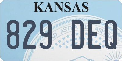 KS license plate 829DEQ