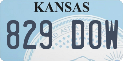 KS license plate 829DOW