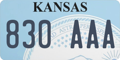 KS license plate 830AAA