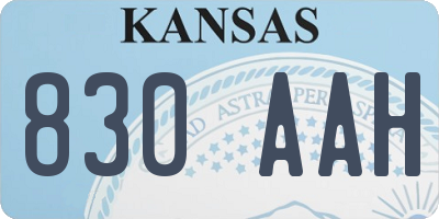 KS license plate 830AAH