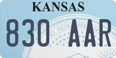 KS license plate 830AAR
