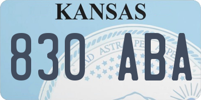 KS license plate 830ABA
